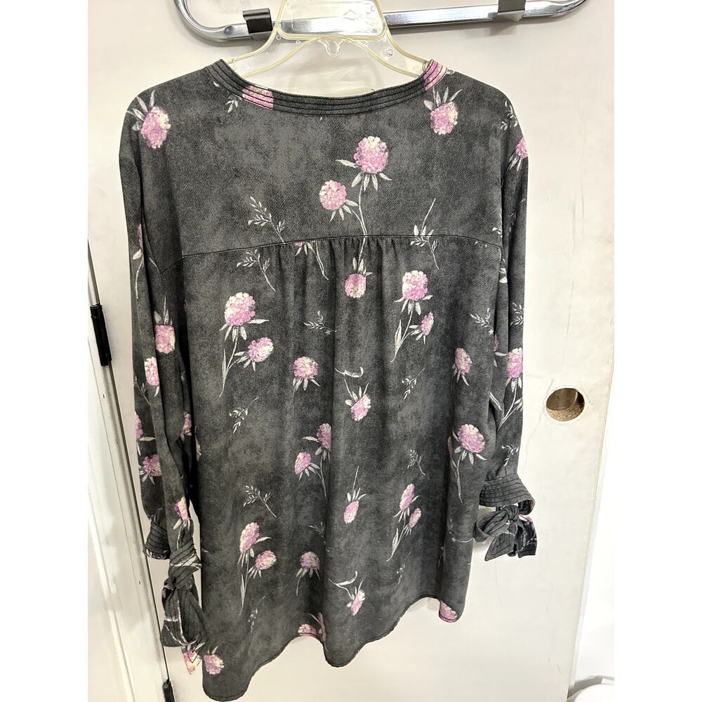 Caslon Gray and Pink Tie Sleeve Hidden Button Down size 2x - Picture 3 of 4